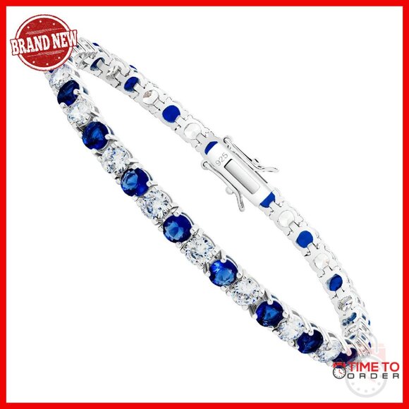 Sterling Silver Tennis Bracelet 4mm Cubic Zirconia Adjustable 6.5-8in